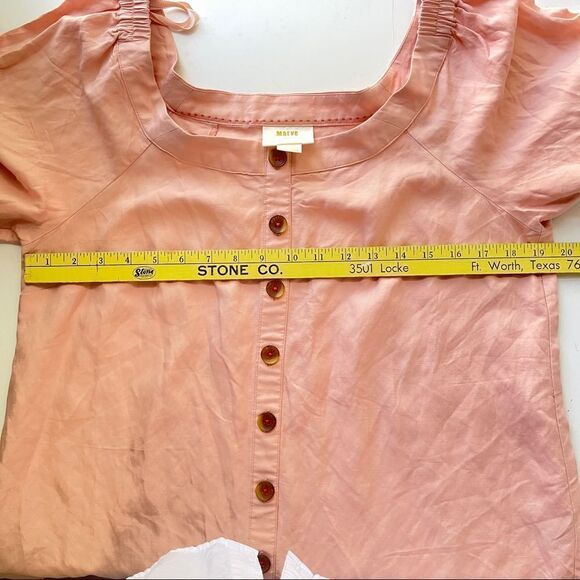 Anthropologie Maeve Peach Off The Shoulder Blouse, Size 10 - Picture 10 of 11